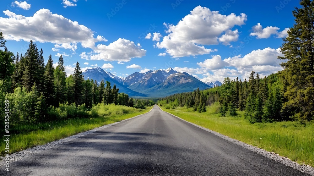 Breathtaking Road Leading Through Majestic Mountains and Lush Forests : Generative AI Breathtaking Road Leading Through Majestic Mountains and Lush Forests : Generative AI