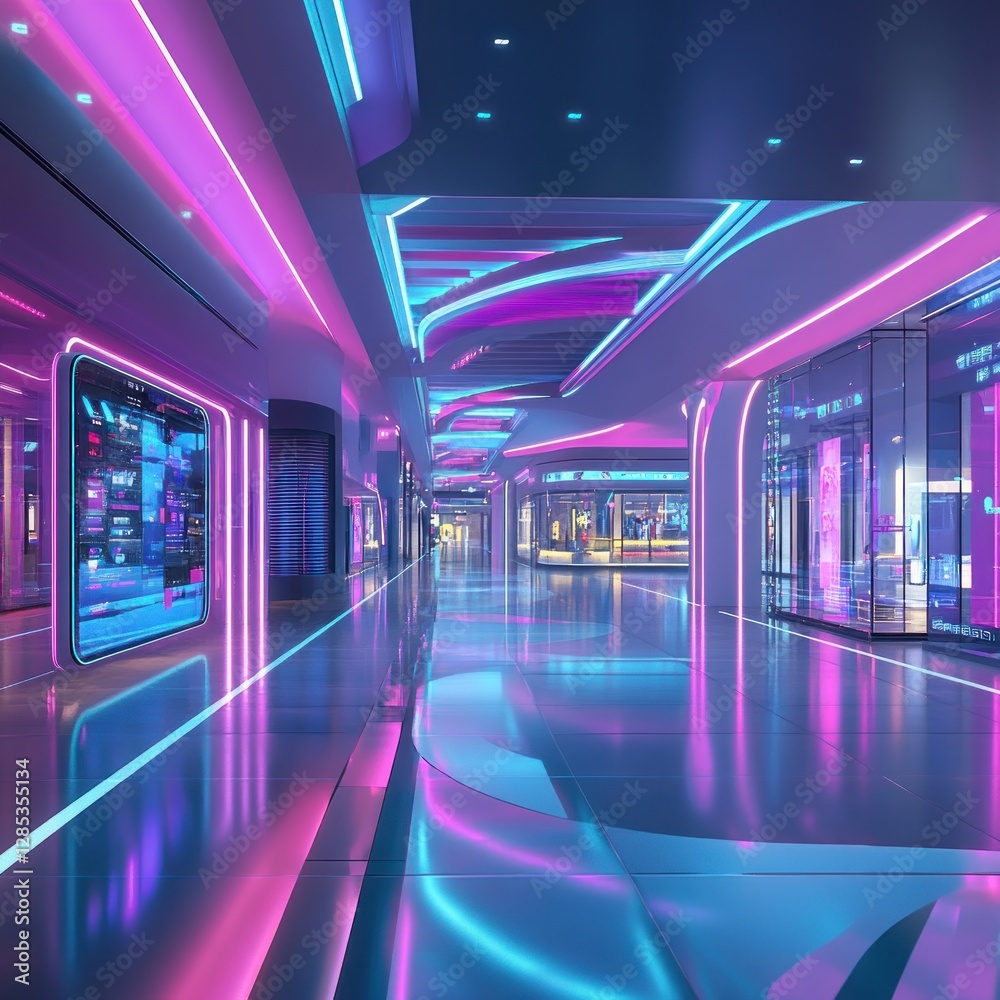 Fototapeta premium Futuristic Shopping Mall Interior
