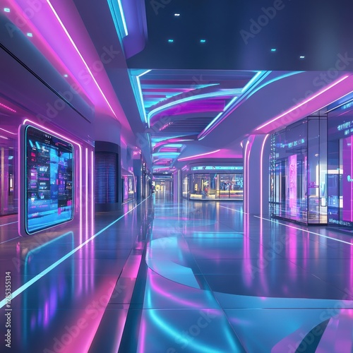 Futuristic Shopping Mall Interior