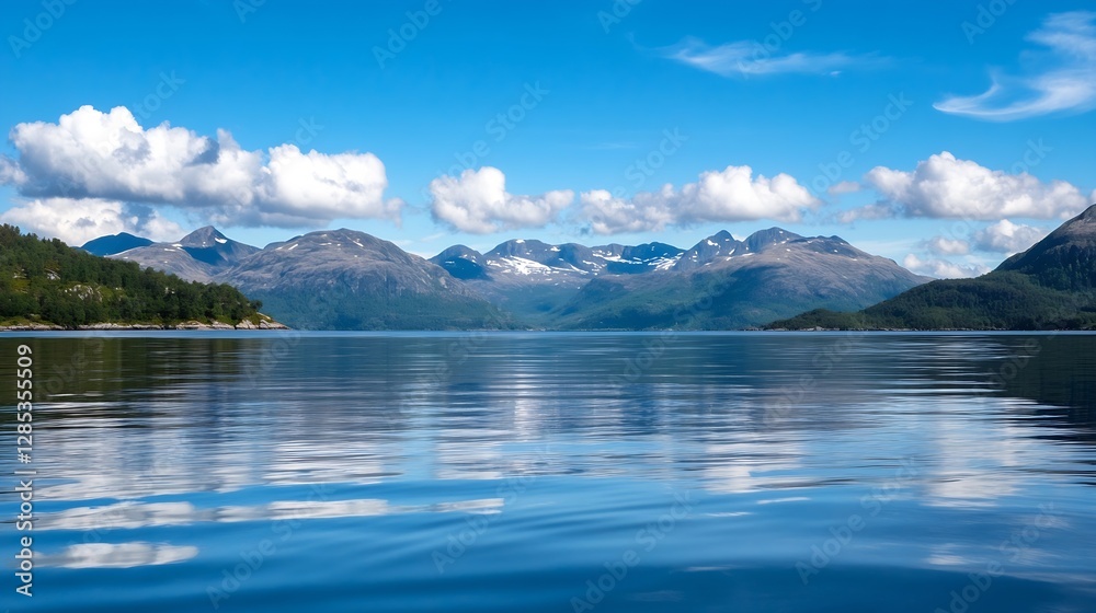 Pristine Waters with Majestic Snow-Capped Mountains Under a Bright Blue Sky : Generative AI Pristine Waters with Majestic Snow-Capped Mountains Under a Bright Blue Sky : Generative AI