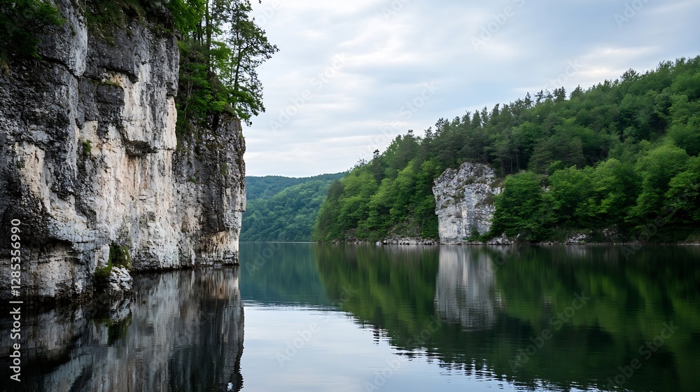 Serene Landscape of Calm Lake Surrounded by Lush Green Forest : Generative AI Serene Landscape of Calm Lake Surrounded by Lush Green Forest : Generative AI