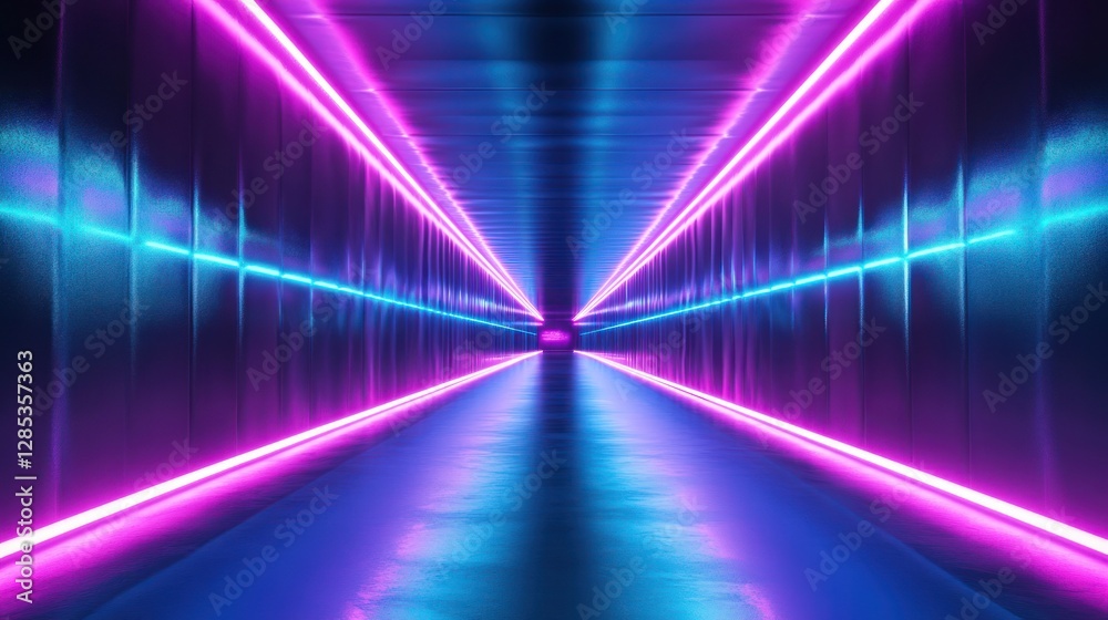 Fototapeta premium Neon Corridor: A Futuristic Vision in Pink and Blue
