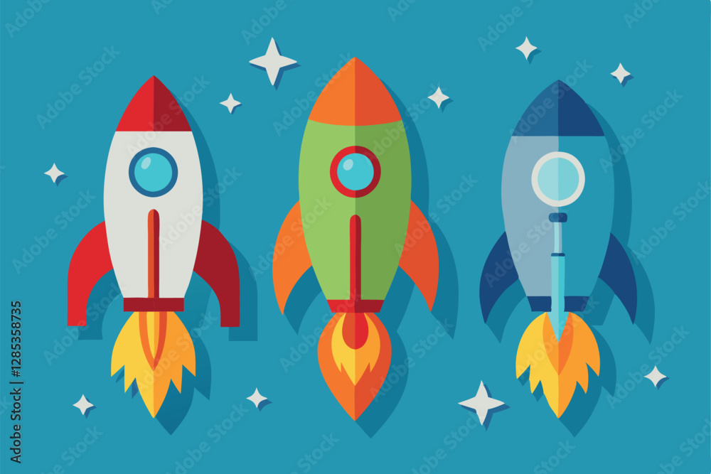 Rocket icons set. Flat Design Icon Template Vector Illustration. Rocket icons set. Flat Design Icon Template Vector Illustration.
