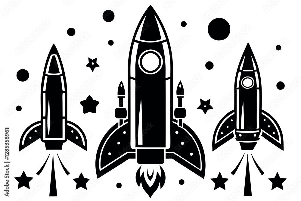 Fototapeta premium Rocket icons set. Flat Design Icon Template Vector Illustration.