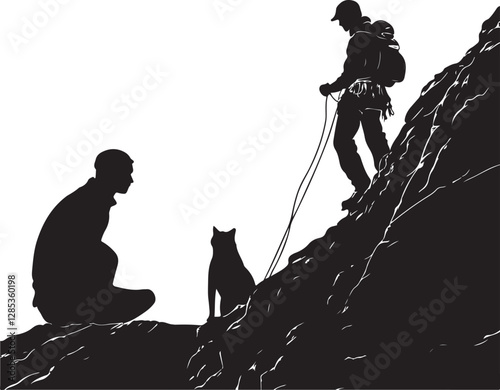 Climber Silhouette on Mountain Peak