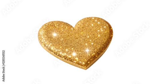 isolated gold heart with glitter love shape on a transparent background
