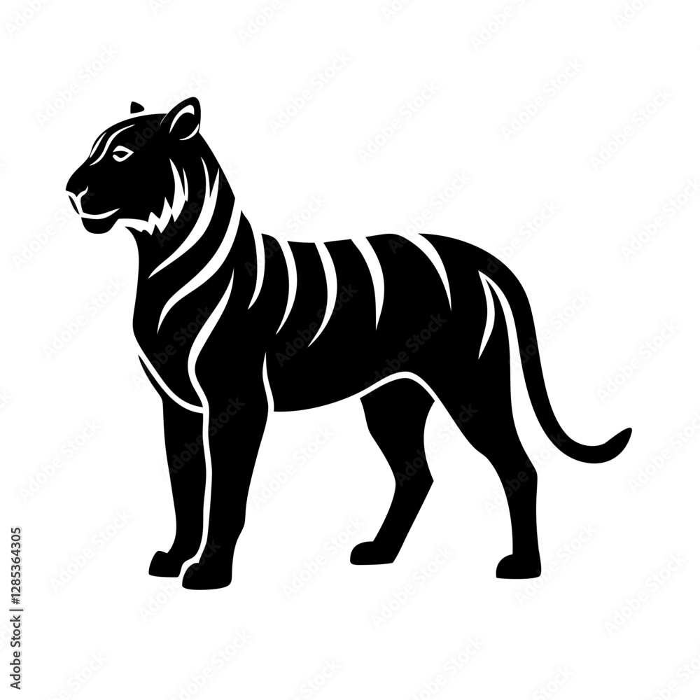 Obraz premium Security tiger icon symbolizing strength and protection.