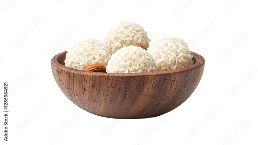 round candy raffaello with coconut flakes and nut in wooden bowl isolated on white background
round candy raffaello with coconut flakes and nut in wooden bowl isolated on white background