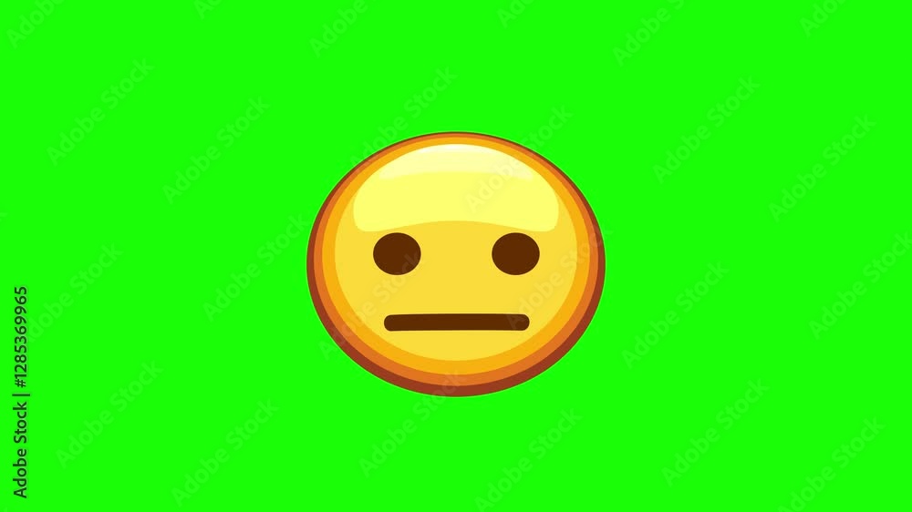 Confused face emoji animated on a green screen Confused face emoji animated on a green screen