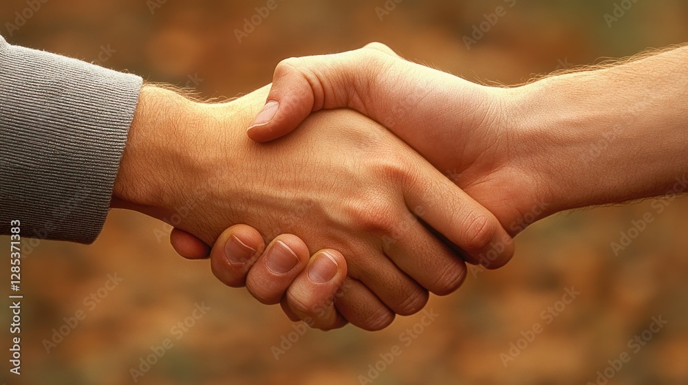 Close-up of two hands shaking, symbolizing agreement, partnership, and collaboration.