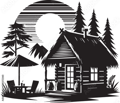 hut silhouette vector