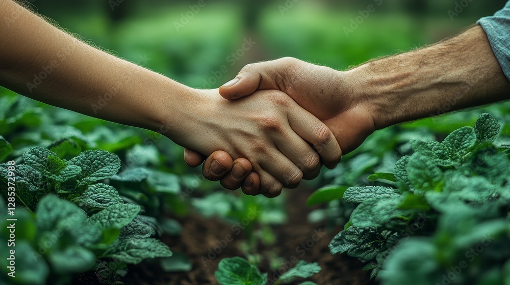 Farmers Handshake Green Agriculture Teamwork Partnership
