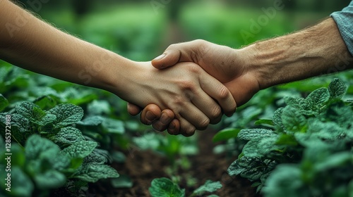 Obraz na płótnie Farmers Handshake Green Agriculture Teamwork Partnership w salonie