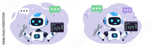 AI Chatbot Assistance Illustration