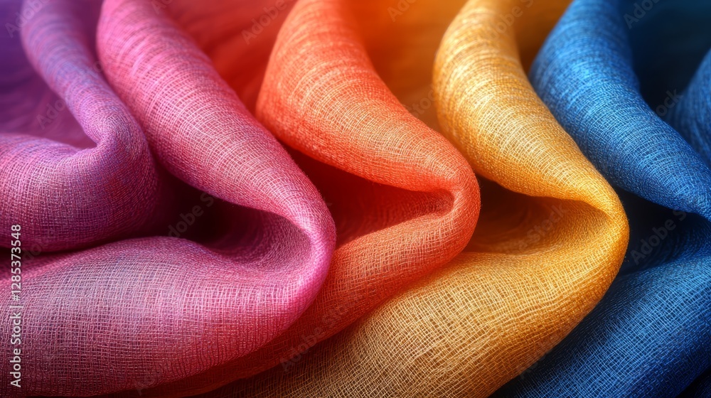 Colorful Fabric Texture Draped Silk Linen or Gauze Background
