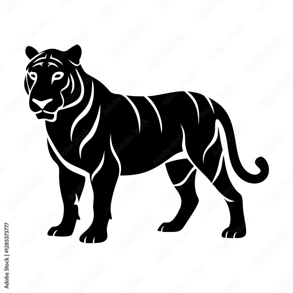 Fototapeta premium Tiger with a metallic finish, representing durability, toughness, and resilience.