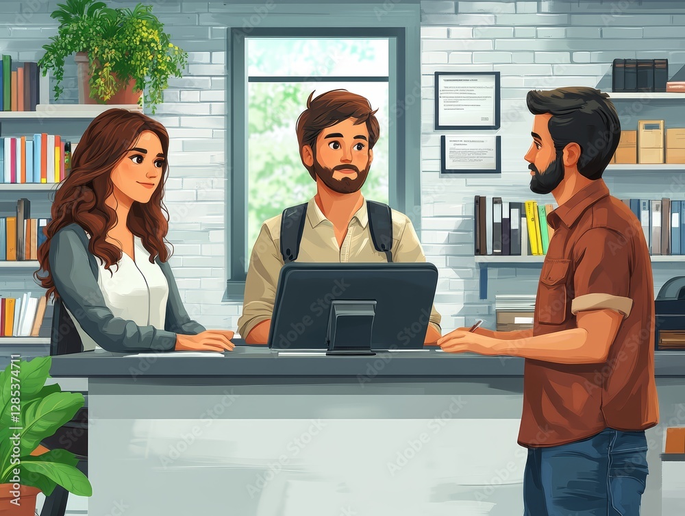 Diverse Team Meeting at Office Reception