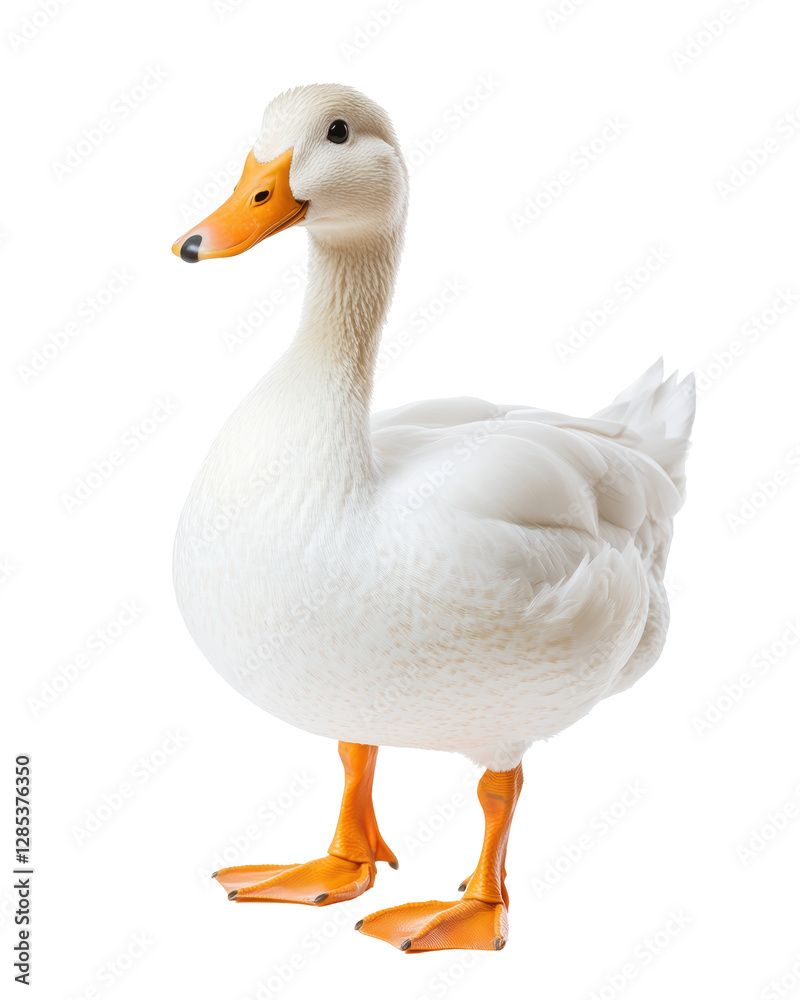 Isolated Elegant White Duck Standing Tall Isolated Elegant White Duck Standing Tall