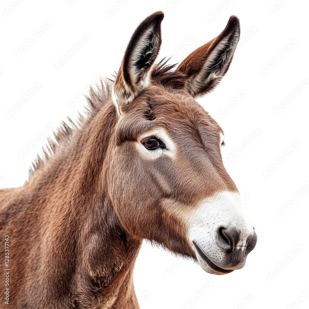 Isolated Striking Headshot of a Donkey with White Muzzle Isolated Striking Headshot of a Donkey with White Muzzle