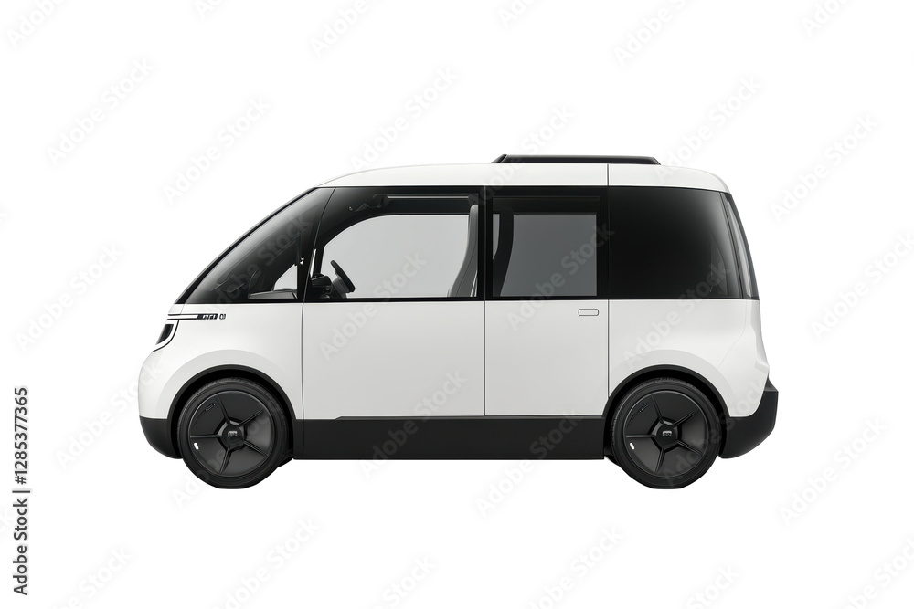 Isolated Modern White Van with Black Accents Isolated Modern White Van with Black Accents