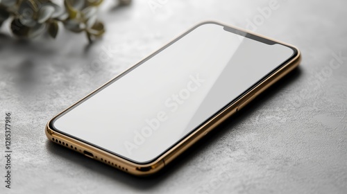 Gold Smartphone Mockup  Blank Screen  Gray Background