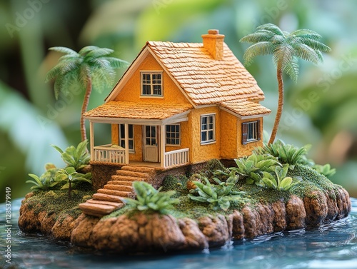 Obraz na płótnie Miniature Tropical House Island Paradise w salonie