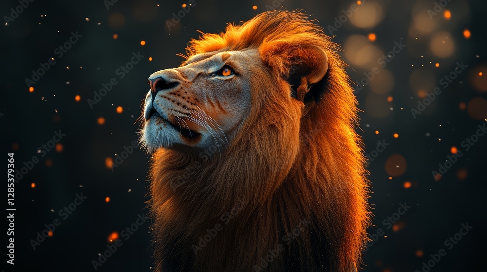 Majestic Lion Portrait Golden Mane Wildlife Photography