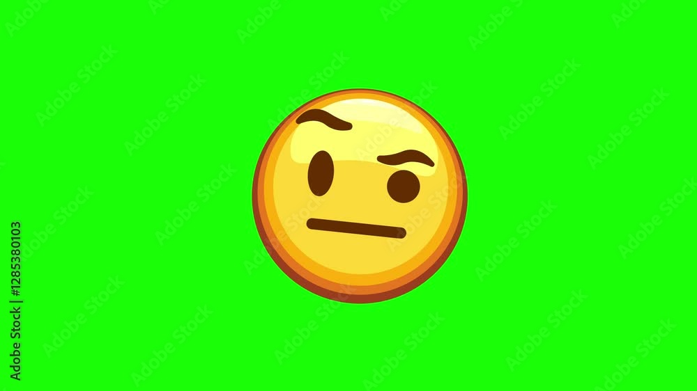 Face with raised eyebrow emoji animated on a green screen Face with raised eyebrow emoji animated on a green screen