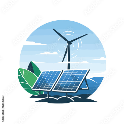 2d vector environment Collection Solar Panel icon Symbolizing clean and renewable solar energy.
