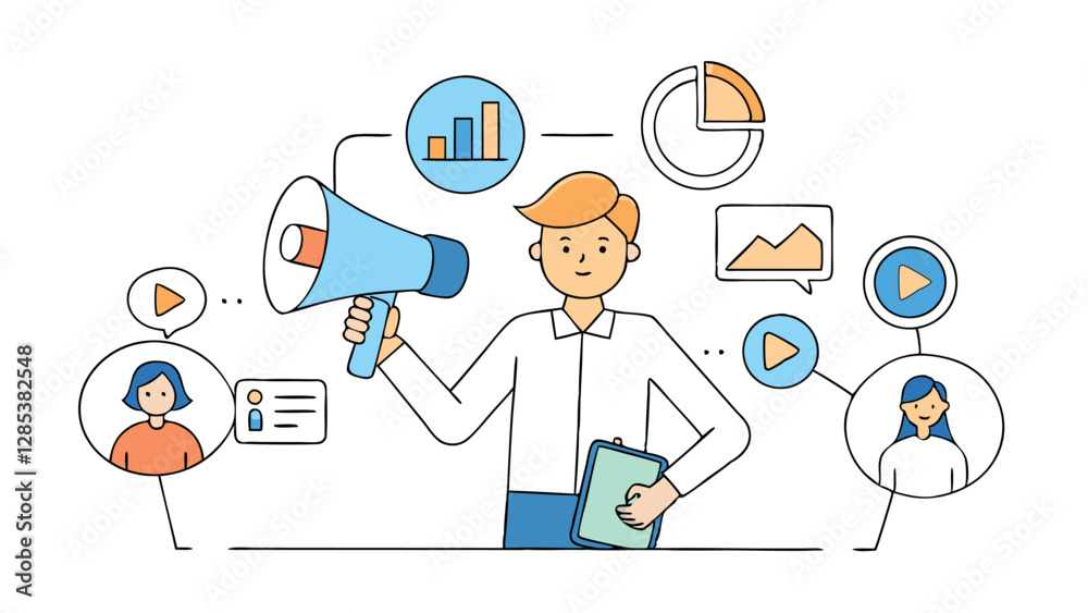 Business Growth, Digital Marketing, AI, Finance, and Teamwork Vector art Business Growth, Digital Marketing, AI, Finance, and Teamwork Vector art