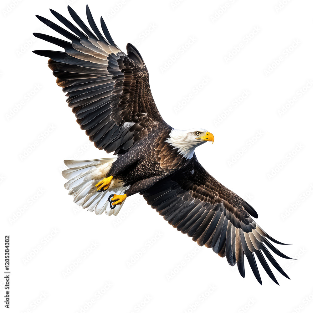 Isolated Bald Eagle with Full Wingspan in Flight Isolated Bald Eagle with Full Wingspan in Flight