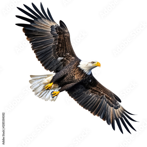 Isolated Bald Eagle with Full Wingspan in Flight