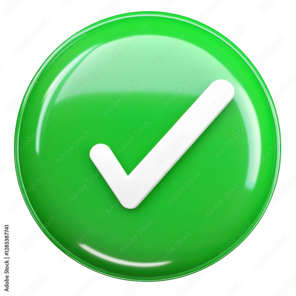 Isolated Shiny Green Check Mark Button Isolated Shiny Green Check Mark Button