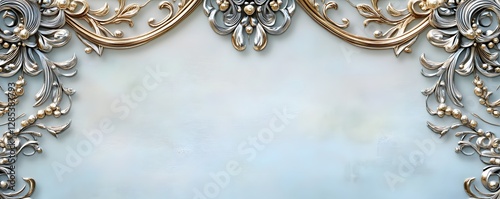 Intricate ornate design with gold and silver floral elements