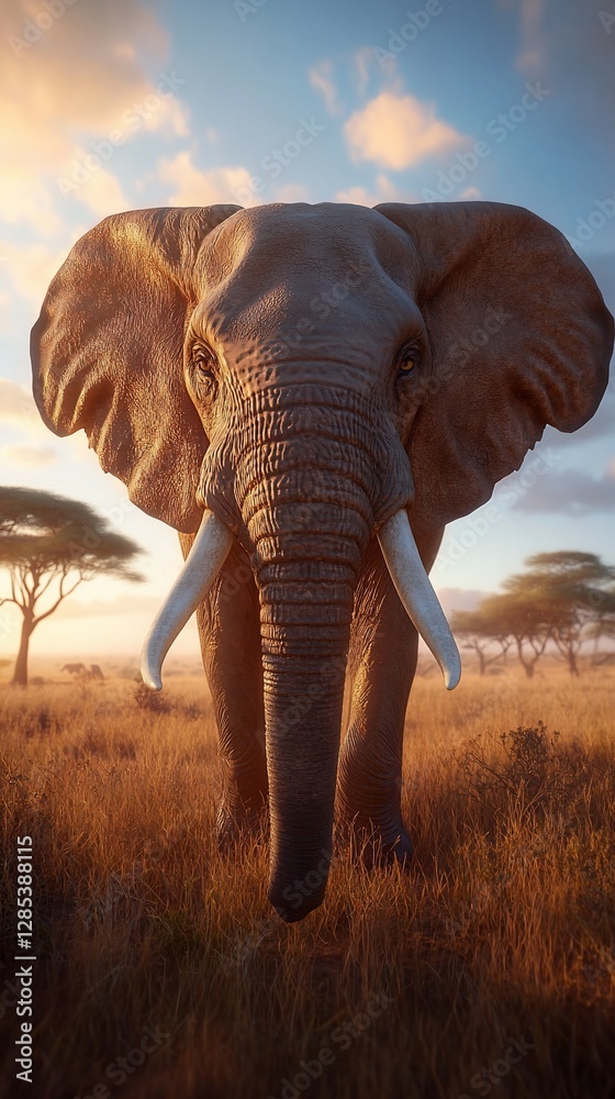 Obraz premium Elephant sunrise savanna portrait wildlife