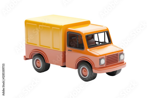 Isolated Small Delivery Truck with Orange Cab