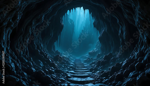 Step into enigmatic abyss of a deep cavern, where darkness shrouds every corner, mysterious shapes dance in shadows, and an irresistible allure beckons you to uncover secrets of these uncharted realms