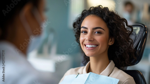 Wallpaper Mural Smiling woman at dentist appointment healthy teeth bright smile happy patient dental care oral girl Torontodigital.ca