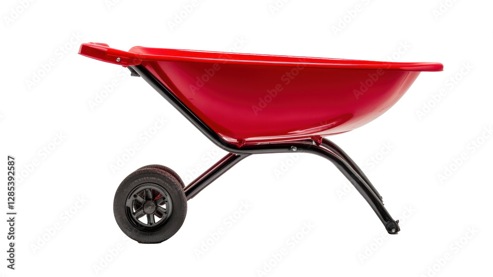 Isolated Modern Red Wheelbarrow: A Sleek and Functional Garden Tool Isolated Modern Red Wheelbarrow: A Sleek and Functional Garden Tool