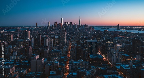 La imagen muestra un paisaje urbano con una gran ciudad de fondo y un horizonte visible a lo lejos.