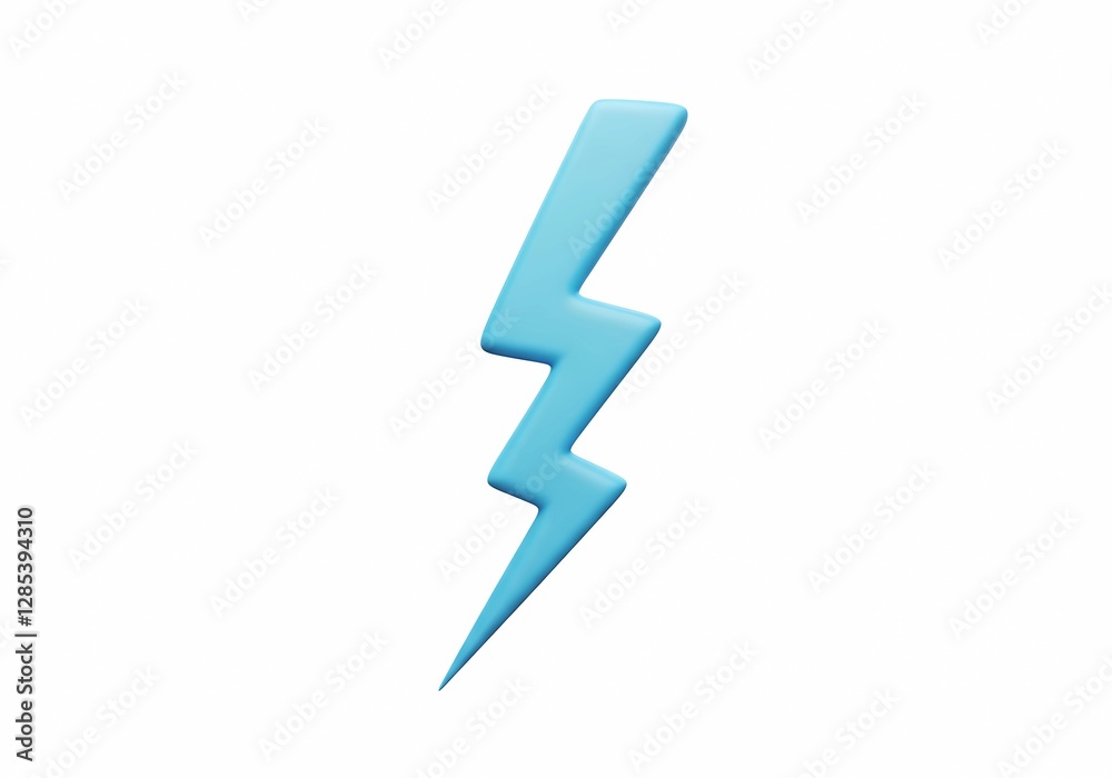 A 3D Render of a Light Blue Lightning Bolt Icon on White Background A 3D Render of a Light Blue Lightning Bolt Icon on White Background