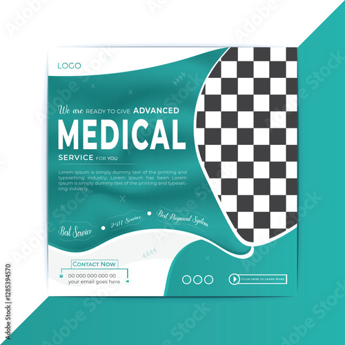 Creative medical social media post design. Professional healthcare promotional square banner template vector layout. Hospital, care, doctors, clinic, business, marketing, promotion, and web banner.