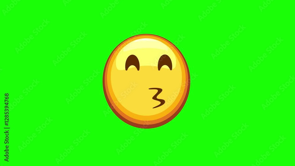 Kissing face with smiling eyes emoji animated on a green screen Kissing face with smiling eyes emoji animated on a green screen