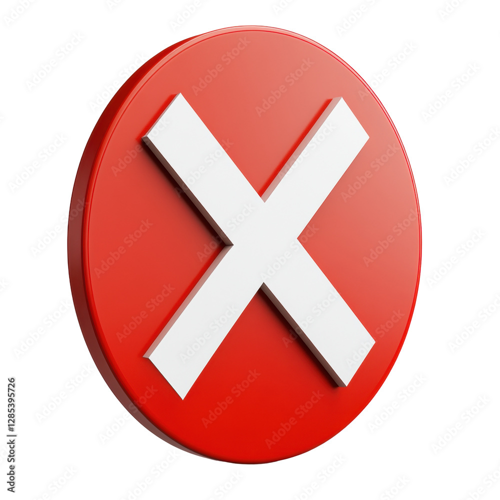Isolated Red Circle with White X Symbol of Rejection Isolated Red Circle with White X Symbol of Rejection