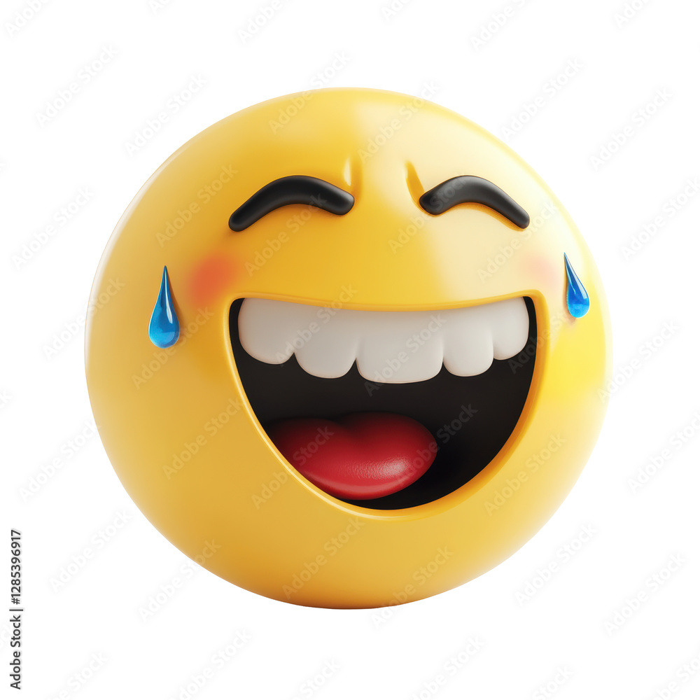 Isolated Amused Emoji with Tongue Out and Watery Eyes Isolated Amused Emoji with Tongue Out and Watery Eyes