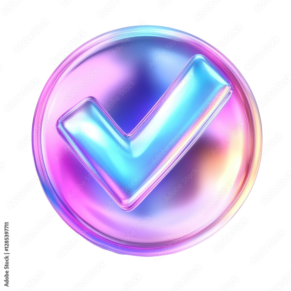 Isolated Gradient Check Mark Inside of a Glossy Circle Isolated Gradient Check Mark Inside of a Glossy Circle