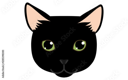 黒猫、顔アイコンのイラスト
