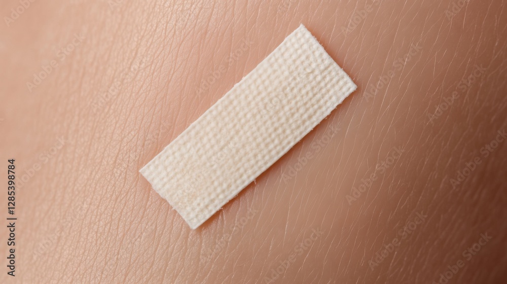 small cut on the leg, covered with a Band-Aid. small cut on the leg, covered with a Band-Aid.