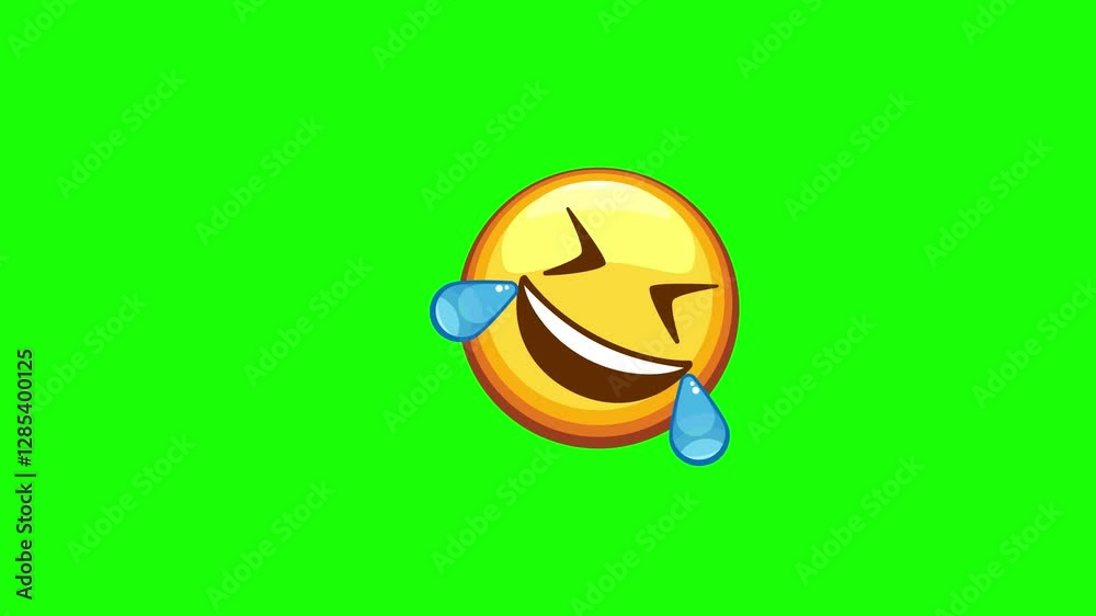 Rolling on the floor laughing emoji animated on a green screen