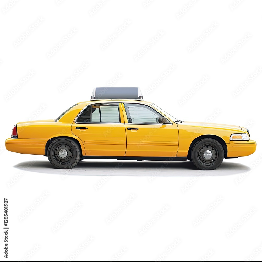 High Quality Visual of a Photo Taxi, Isolated on a White Background High Quality Visual of a Photo Taxi, Isolated on a White Background